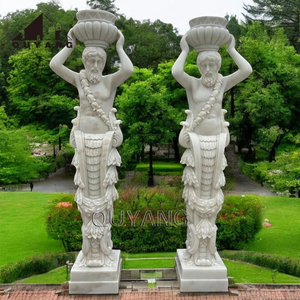 Quyang nhà decorationroman xây dựng Vòng bệ trụ cột thiên nhiên đá trắng đá cẩm thạch cột - Product Image 6