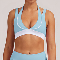 Sujetador Deportivo para Mujer, Acolchado, Soporte Medio, Espalda en U, Tirantes Largos, Sin Costuras, Soporte Alto, para Yoga, Ejercicio y Atletismo