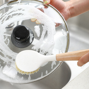 Beech Wood Pot Scrubber <b>Round</b> Multi Purpose Cleaning <b>Brush</b> For Kitchen Dishes Stovetop - Product Image 2