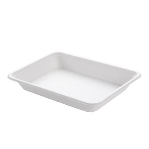 White Bagasse 8CP Meal Tray Compostable Food <b>Packaging</b> Eco Friendly Sugarcane Fiber Disposable Divided Meal Tray for Restaurant - Product Image 4
