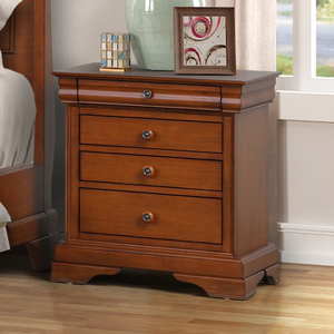 Juego de Dormitorio Tradicional en Color Cerezo Cálido - 5 Piezas con Cama Tipo Trineo, Cómoda, Espejo, Cajonera y Mesita de Noche, Muebles Clásicos Casuales - Product Image 4