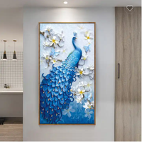 Peintures par numéro animal pleine perceuse ronde diamant 5D bricolage diamant peinture animaux paon plein carré diamant broderie