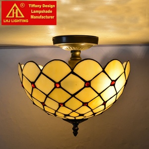Lámpara de Techo Estilo Tiffany LongHuiJing, Lámparas Hechas a Mano, Pantalla de Vidrio Emplomado - Product Image 1