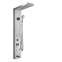 Panneau de douche de luxe en acier inoxydable, alimenté par batterie, avec affichage numérique à cinq fonctions, pour hôtel moderne