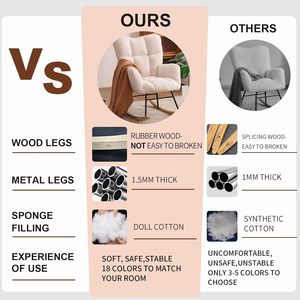 Sillón mecedora Teddy tapizado, sillón deslizante, sillón decorativo con asiento acolchado y respaldo alto, sillón cómodo. - Product Image 5