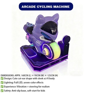 เครื่องเล่นมอเตอร์ไซค์เด็กแบบหยอดเหรียญ รุ่น Ninix Purple Cat ธีมแมว สีม่วง ทำจากสแตนเลส พร้อมไฟ LED สำหรับใช้งานเชิงพาณิชย์ - Product Image 3