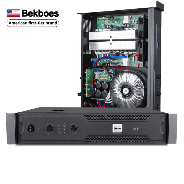 Bekboes X6 Factory Direct Pa Audio 2U 2 Channel Professional 600W X2 Class AB Power Amplifier