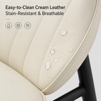 Chaise d'appoint de cuisine avec dossier matelassé et siège rembourré, pieds noirs, blanc crème, chaise de salle à manger moderne pour la maison