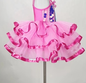 Gaun dansa anak perempuan gaun tutu sekolah dansa payet merah muda gaun pesta balet panggung dewasa kostum dansa anak kamisol - Product Image 2