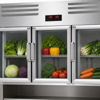 Réfrigérateur-congélateur OEM, congélateur inférieur, refroidisseur supérieur, température unique, acier inoxydable 304, armoire verticale 4 portes, usage commercial