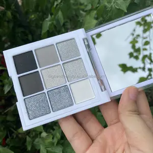 Paleta de sombra de ojos de alta pigmento, Color gris oscuro, 9 colores, Etiqueta Privada