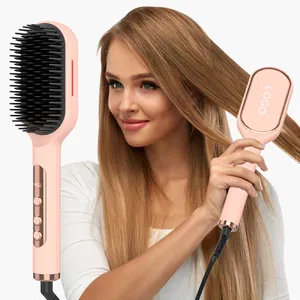Home Use Electric Flat Iron Infrared Ionic Hair Straightening Styling Comb 2 in 1 Hair Straightener Brush hair iron
