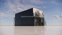 Bureau préfabriqué moderne à 2 étages avec mur en verre, conteneur pour espace de travail ou hôtel, en acier