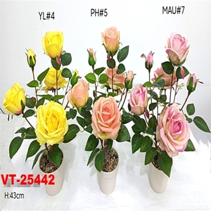 ดอกกุหลาบประดิษฐ์โพลีเอสเตอร์เหมือนจริงใหม่ล่าสุด43ซม. ทำด้วยมือแบบจำลองที่ยาวนานยาวนาน2025คริสต์มาสอีสเตอร์จบการศึกษา - Product Image 6