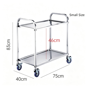 Chariot à boissons mobile en acier inoxydable à 3 niveaux, chariot de service à boissons roulant avec étagères, chariot de bar robuste pour hôtel, restaurant - Product Image 2