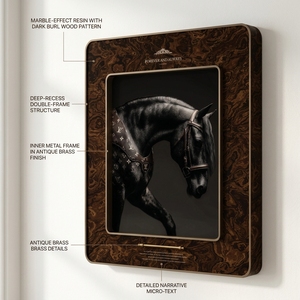 Cuadro de Cuero 3D de Lujo de 80x100cm, <span class=keywords><strong>Arte</strong></span> Mural Ecuestre Estilo Old Money, Pintura de Caballo, Decoración para el Hogar con Marco Doble de Madera de Burl Premium - Product Image 4