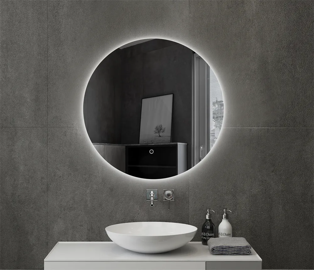 Espejo LED redondo moderno con función de aumento iluminada, luz colgante de pared inteligente para proyectos de baño de Villa o Hotel