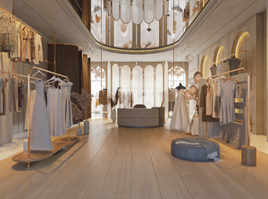 Tùy Chỉnh Sang Trọng Quần Áo Nội Thất Hiển Thị Phụ Kiện Thiết Kế Rose <span class=keywords><strong>Gold</strong></span> Thép Không Gỉ Kệ Quần Áo Tinh Tế Hiển Thị Giá - Product Image 3