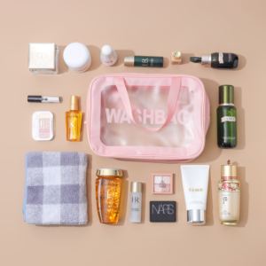 सरल सुंदर गुलाबी कस्टम लोगो मेकअप बैग कॉस्मेटिक और toiletry बैग कॉस्मेटिक बैग के साथ जिपर के लिए लड़कियों महिलाओं के लिए यात्रा तैराकी - Product Image 6