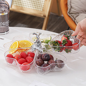 Plato giratorio de plástico con forma de corazón para frutas, con tapa y compartimentos, bandeja para refrigerios para la mesa de centro de la sala de estar - Product Image 2