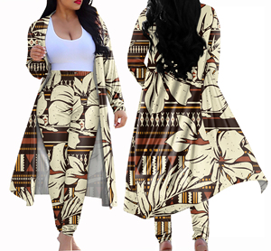 Frühling & Herbst Frauen Leggings Polynesian Plume ria Flower 2 Stück Set Damen Hosen & Hosen und Bestseller Cropped Cardigan - Product Image 2