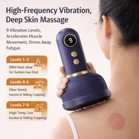 Soin ciblé : Ventouses dynamiques à aspiration réglable, chaleur, massage électrique, brosse de massage des méridiens pour le drainage corporel et le soulagement des douleurs lombaires et des épaules