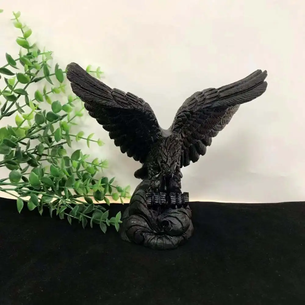 Tasse d'aigle en cristal obsidienne naturelle, 1 pièce, sculpté, pour décoration feng shui