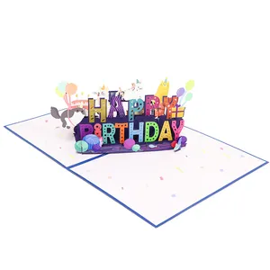 Winpsheng Manufacturers Cute Cat And Dog Greeting Card Custom 3D Happy Birthday Pop Up Cards