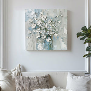 100% Art mural peint à la main pour la décoration intérieure Texture peinture à l'<span class=keywords><strong>huile</strong></span> nature morte peintures de fleurs <span class=keywords><strong>sur</strong></span> <span class=keywords><strong>toile</strong></span> pour salon - Product Image 1