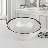 Bol gris en mélamine de 8.1 pouces, de haute qualité, avec bord marron, vente en gros, livraison gratuite