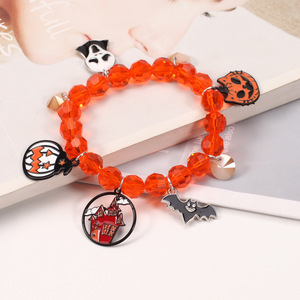 กำไลข้อมือฮาโลวีนสุดเก๋พังค์ฟักทองผีค้างคาวจี้ประดับด้วยลูกปัดสร้อยข้อมือเครื่องรางสายรัดข้อมือสำหรับอุปกรณ์งานเลี้ยง - Product Image 5