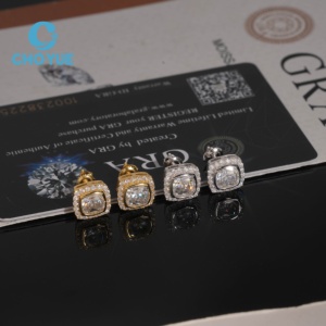 GRA Certificated 925 <b>Silver</b> Gold Plated Iced Out Moissanite Earrings Custom <b>Stud</b> Earrings for Women Fine Jewelry - Product Image 6