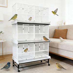 Jaula para Pájaros de Metal Grande Resistente a la Corrosión, Acabado <span class=keywords><strong>con</strong></span> Recubrimiento en Polvo Ecológico, <span class=keywords><strong>Buena</strong></span> Ventilación para Loros, Jaula de Cría de Aves - Product Image 3