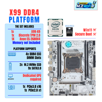 Nouvelle carte mère X99-K9 avec TPM2.0, processeur Intel Xeon E5 2680 V4, compatible avec Windows 11, démarrage sécurisé UEFI, 4x DDR4 ECC Ram Combo, kit carte mère X99