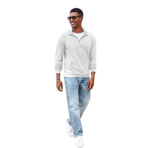 Sweat-shirt à demi-zip pour homme, polaire léger, pull décontracté à manches longues, mélange de coton doux - Product Image 4