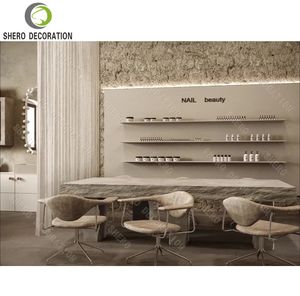 Diseño de decoración de lujo para salón de belleza, mesa de manicura personalizada, estación de espejo para barbería, muebles para salón de belleza. - Product Image 2