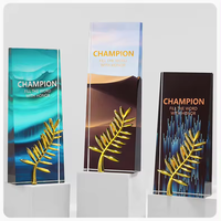 Vente en gros Impression couleur Réunion annuelle créative Souvenir Plaque Trophée Médaille de cristal Récompenses Couleur Imprimé Trophée de cristal
