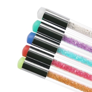 Pinceau à ongles en nylon avec manche en acrylique, plat et rond, pour la peinture au gel, outil de manucure, décoration de salon, pinceau pour nail art - Product Image 3