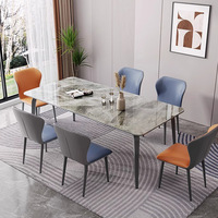 Table à manger rectangulaire moderne et durable de luxe ensemble 4 chaises en pierre frittée meubles en métal design salle à manger