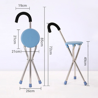 Canne de marche légère en alliage d'aluminium avec chaise pliante intégrée, réglable et portable