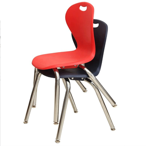 ZOIFUN Modern Plastic School Furniture Chrome Finish Metal Frame 4 Leg School Chair