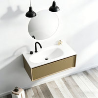 Mueble de Baño Moderno de PVC para Montar en la Pared con Lavabo de Cerámica para Hotel, Venta al Por Mayor 2026