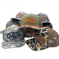 Gorras de camionero Born Rugged Fishing Hook Camouflage 112 con logo de parche tejido personalizado, gorra deportiva para exteriores, OEM Vietnam Headwear Caps