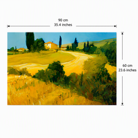 Peinture à l'huile sur toile, paysage de la Toscane, style méditerranéen italien moderne, peinte à la main, pour décoration.