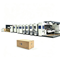 Nouvelle machine de fabrication de cartons entièrement automatique avec imprimante, rainureuse, découpeuse et plieuse-colleuse pour boîtes en carton ondulé