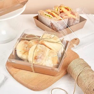 Cajas de Charcutería con Tapas Transparentes, Contenedor Desechable para Alimentos, Cajas de Kraft para Postres, Panadería, Sándwiches, Galletas, <span class=keywords><strong>Sushi</strong></span>, Pasteles - Product Image 5