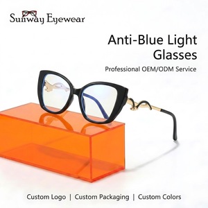 Monturas de Gafas Ópticas de Diseño para <span class=keywords><strong>Mujer</strong></span>, Estilo Ojo de Gato, Anti Luz Azul, con Logotipo Personalizado, Nuevas de Fábrica, Venta al Por Mayor - Product Image 1