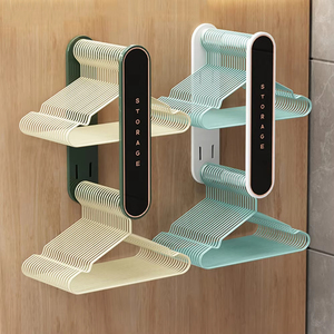 Wholesale <b>Wall</b> <b>Mounted</b> Retractable Hanger Storage Rack Balcony <b>Clothes</b> Organizer Artifact Design Bathroom Coat Hook - Product Image 4