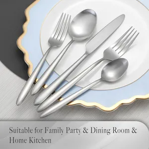 Hot Stainless Steel Cutlery Matte Silverware Silver Wedding Flatware Set