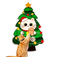 Autocollant mural anti-griffures pour chat, motif chaton mignon en feutre vert, thème Noël, protection des canapés, jouet pour chat, vente en gros